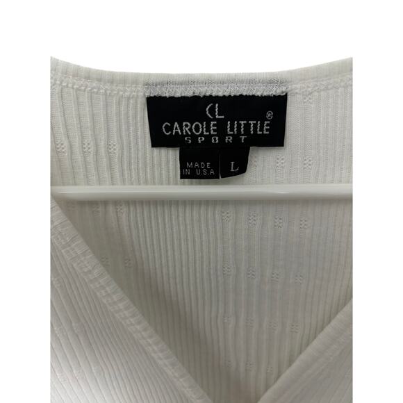 Carole Little Sport white button up sweater size L - Picture 4 of 7